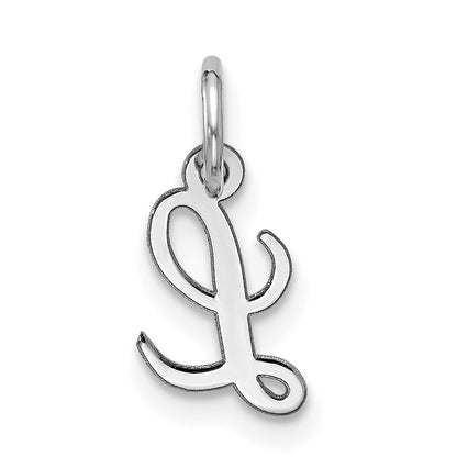 10k White Gold Small Script Initial L Charm