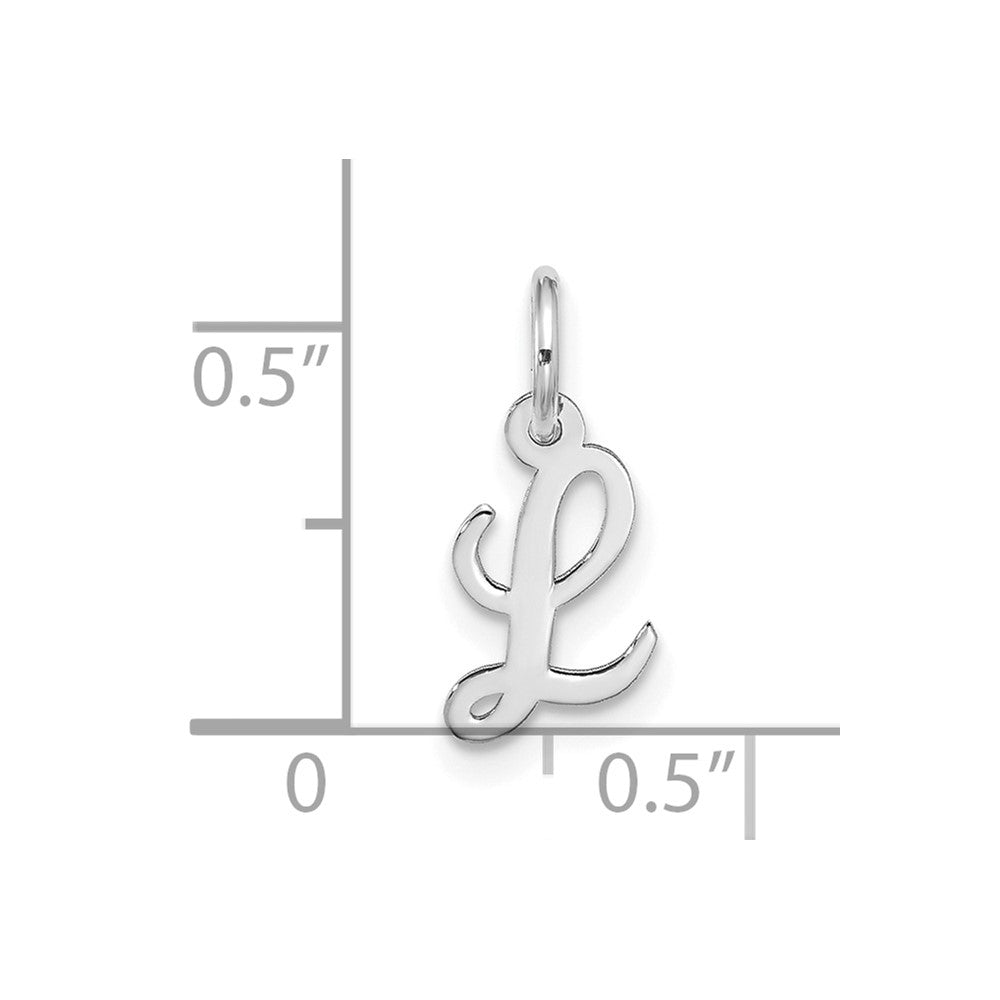 10k White Gold Small Script Initial L Charm