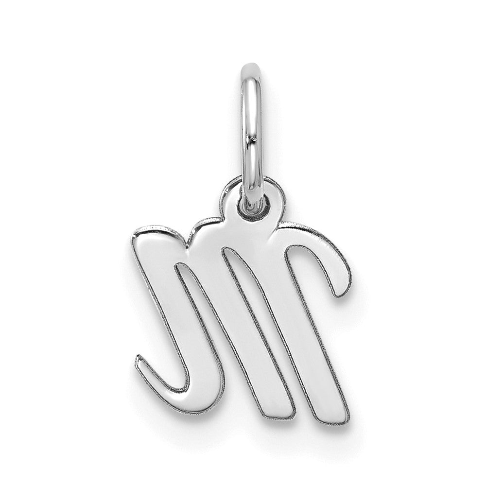 10k White Gold Small Script Initial M Charm