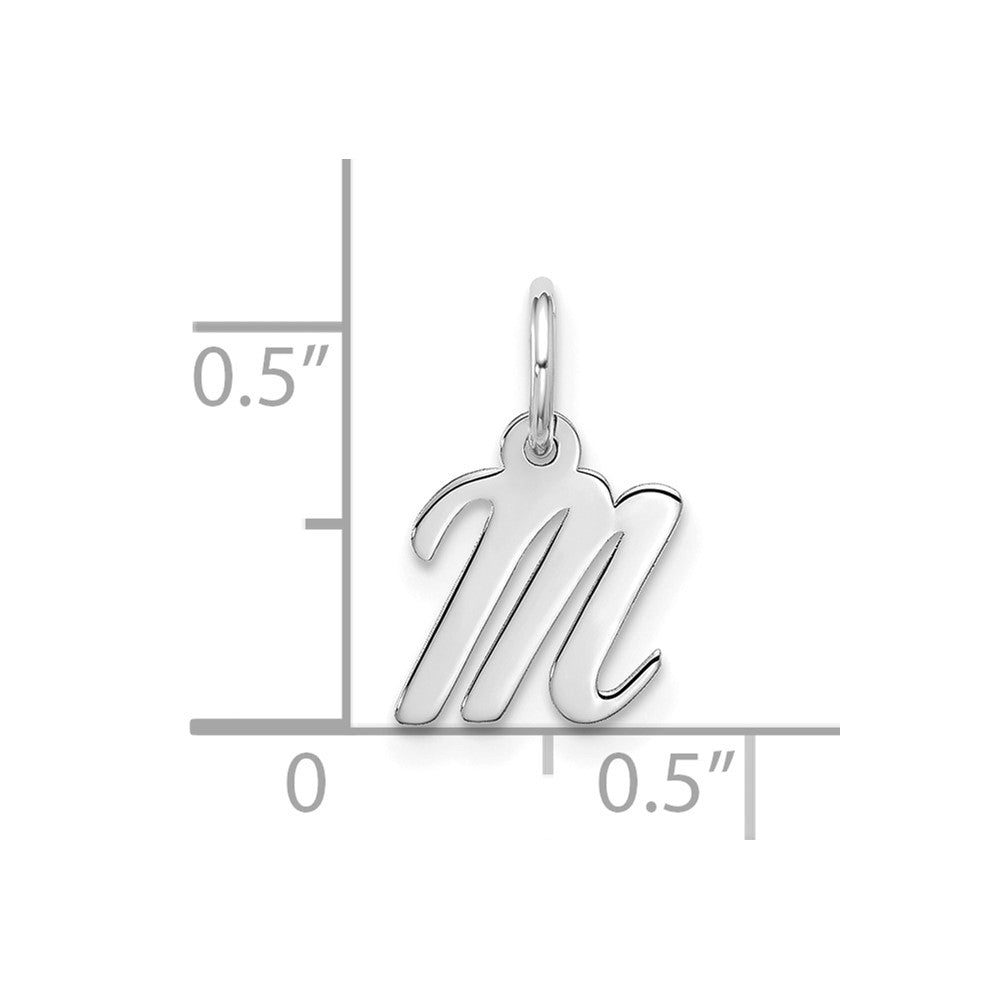 10k White Gold Small Script Initial M Charm