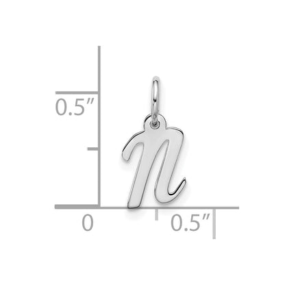 10k White Gold Small Script Initial N Charm