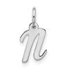 10k White Gold Small Script Initial N Charm