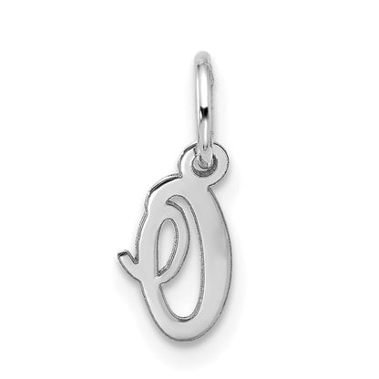 10k White Gold Small Script Initial O Charm