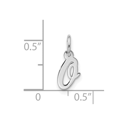 10k White Gold Small Script Initial O Charm