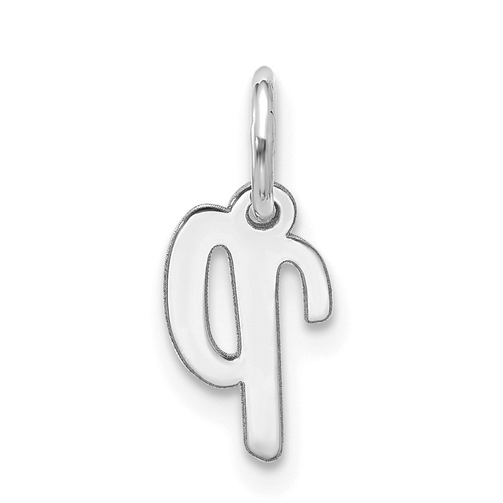 10k White Gold Small Script Initial P Charm