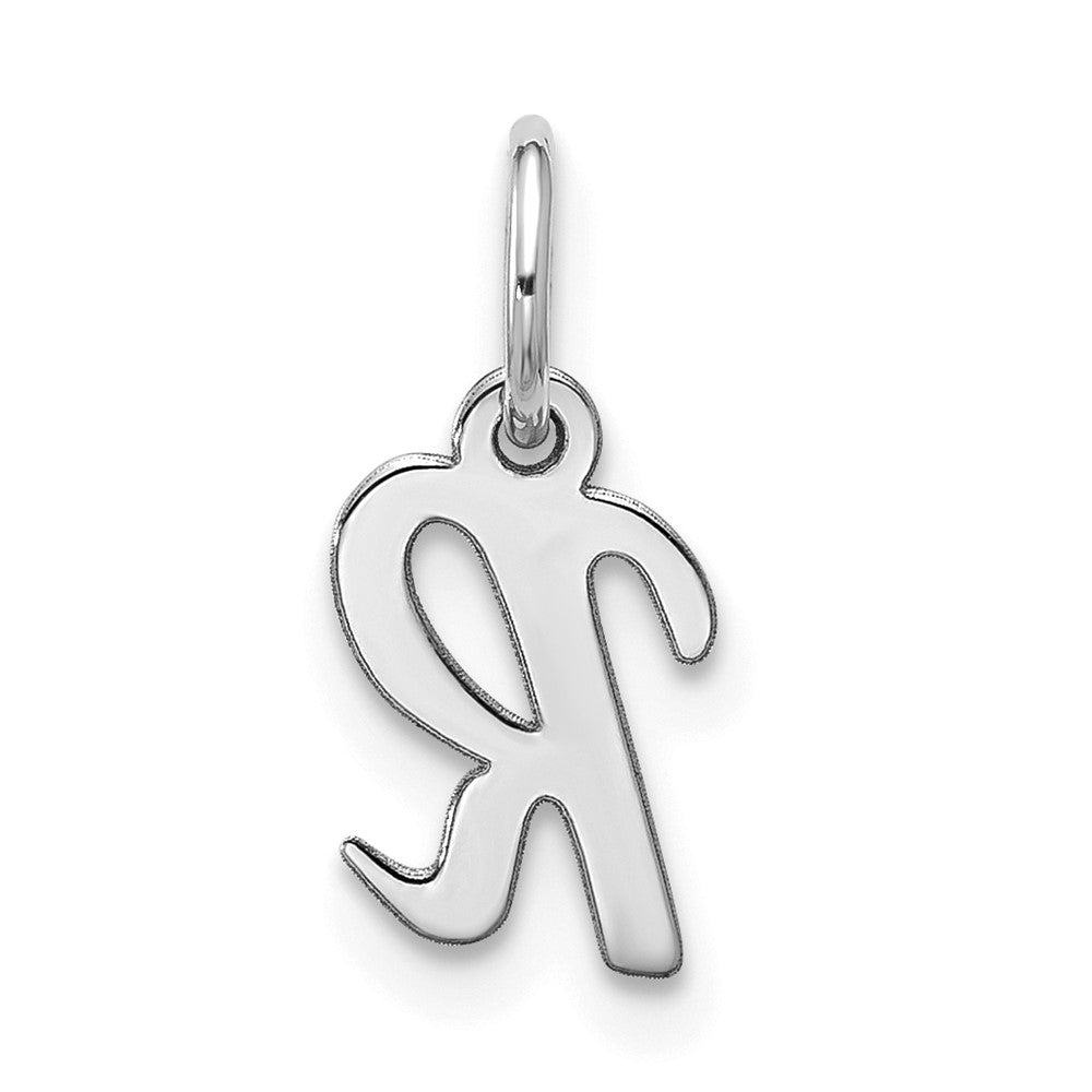 10k White Gold Small Script Initial R Charm