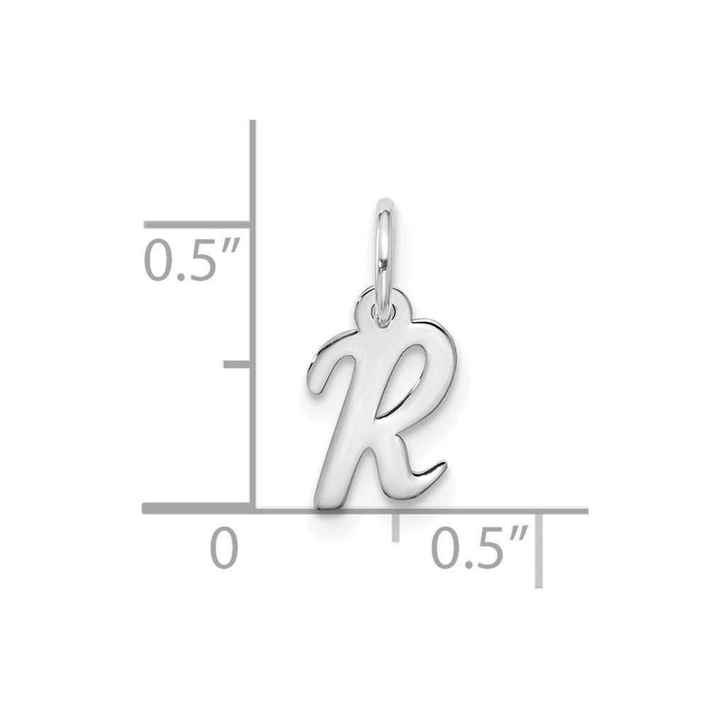 10k White Gold Small Script Initial R Charm
