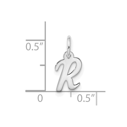 10k White Gold Small Script Initial R Charm