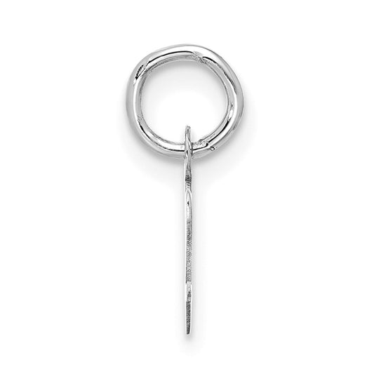 10k White Gold Small Script Initial V Charm