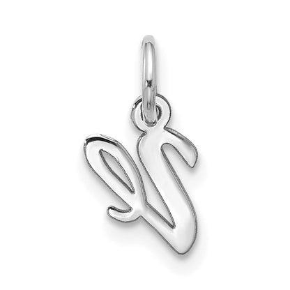 10k White Gold Small Script Initial V Charm