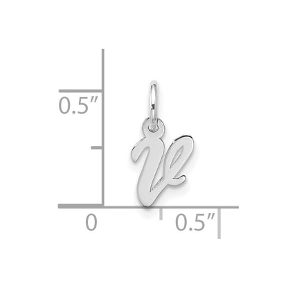 10k White Gold Small Script Initial V Charm