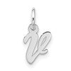 10k White Gold Small Script Initial V Charm