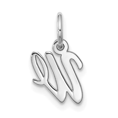 10k White Gold Small Script Initial W Charm