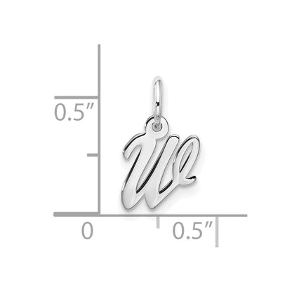 10k White Gold Small Script Initial W Charm