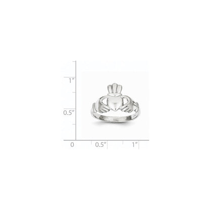 10k White Gold Polished Ladies Claddagh Ring