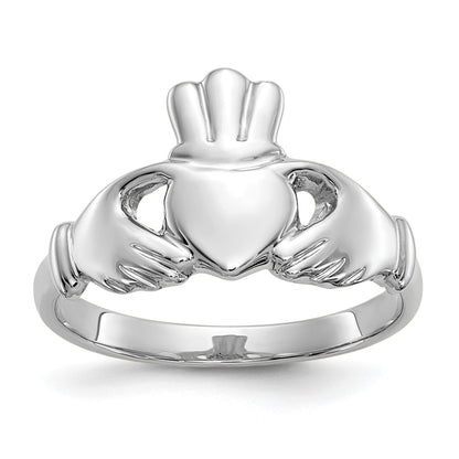 10k White Gold Polished Ladies Claddagh Ring