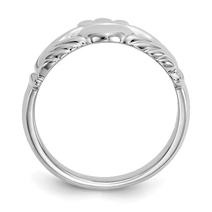 10k White Gold Polished Ladies Claddagh Ring