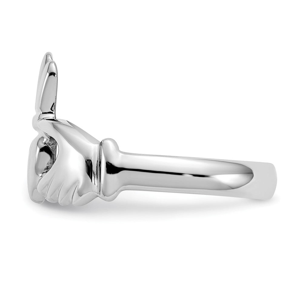 10k White Gold Polished Ladies Claddagh Ring