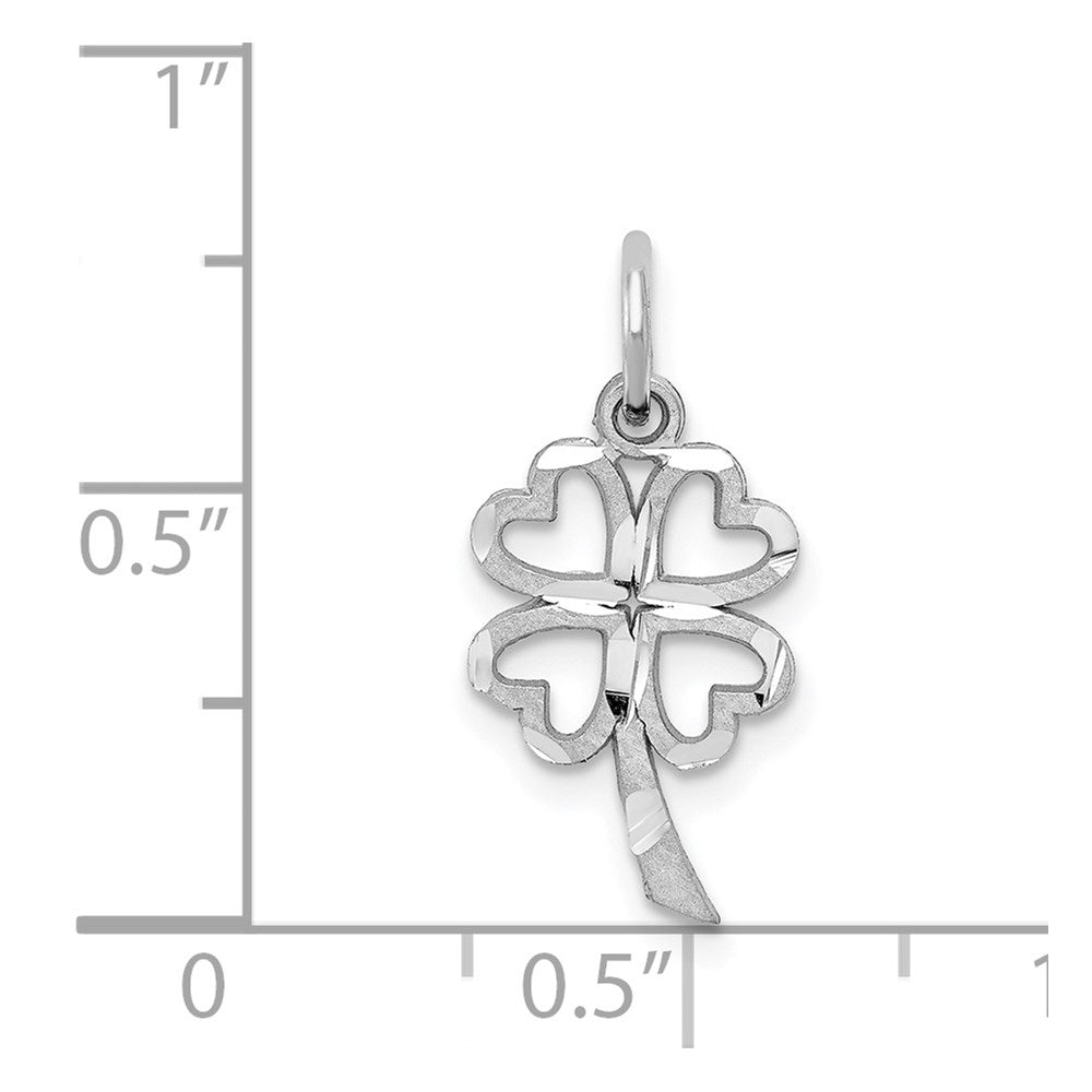 10k White Gold Solid 4-Leaf Clover Charm