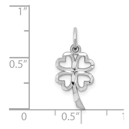 10k White Gold Solid 4-Leaf Clover Charm
