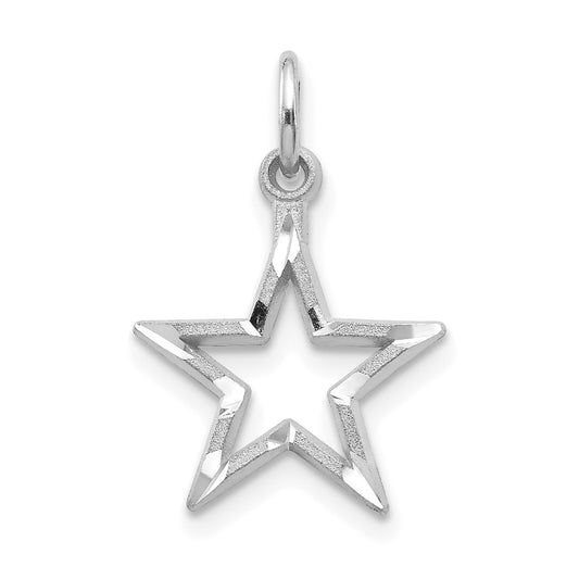 10k White Gold Diamond-cut Star Charm