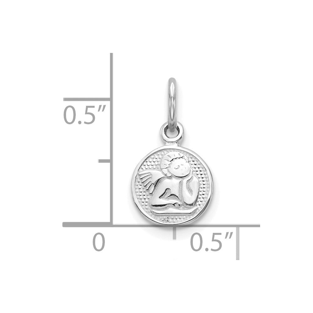 10k White Gold Small Round Angel Charm