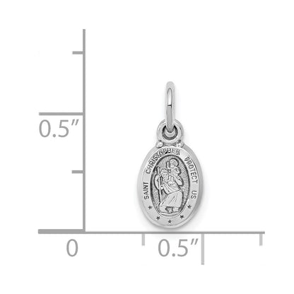 10K White Gold Small Oval St. Christopher Medal Charm