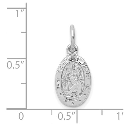 10K White Gold Small Oval St. Christopher Medal Pendant