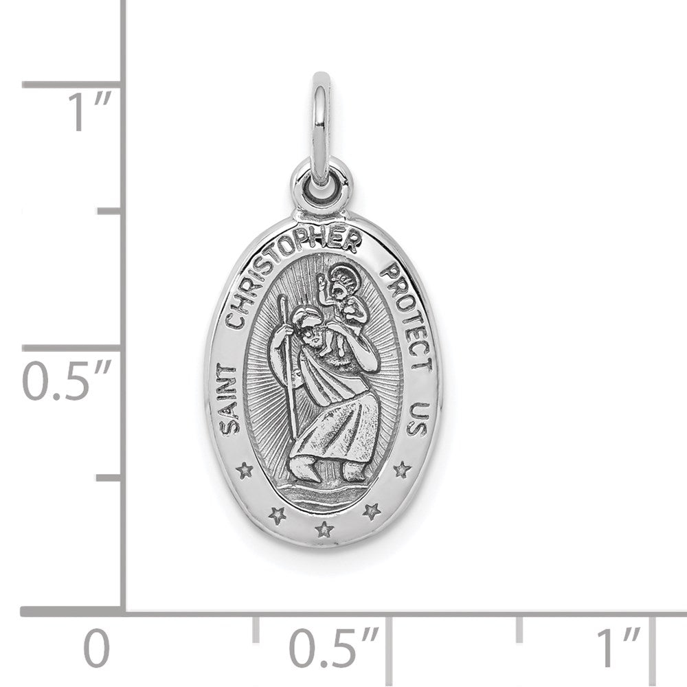 10K White Gold Oval St. Christopher Medal Pendant