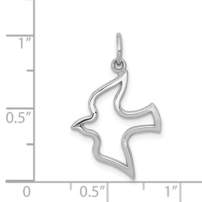 10K White Gold Polished Cut-out Dove Charm
