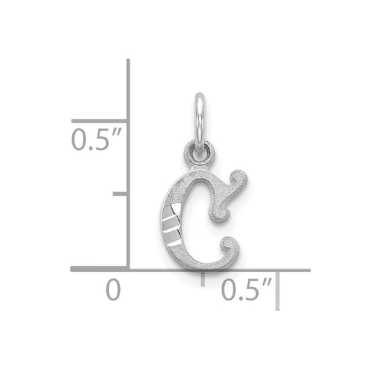 10k White Gold Diamond-cut Initial C Charm