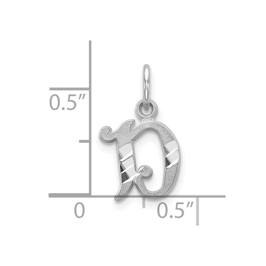 10k White Gold Diamond-cut Initial D Charm