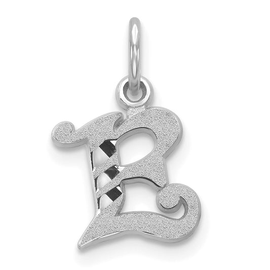 10k White Gold Diamond-cut Initial E Charm