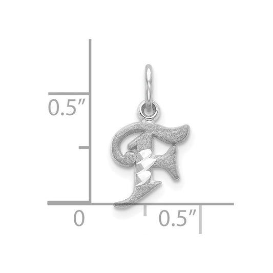 10k White Gold Diamond-cut Initial F Charm