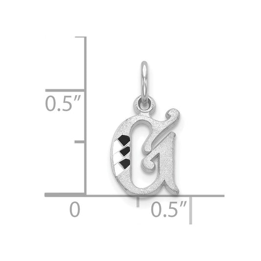 10k White Gold Diamond-cut Initial G Charm