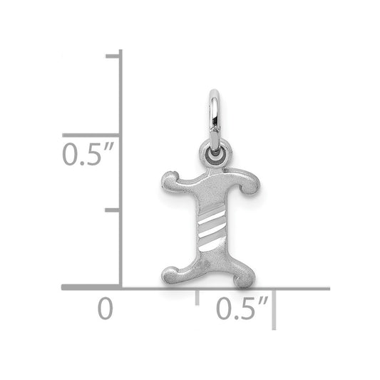 10k White Gold Diamond-cut Initial I Charm