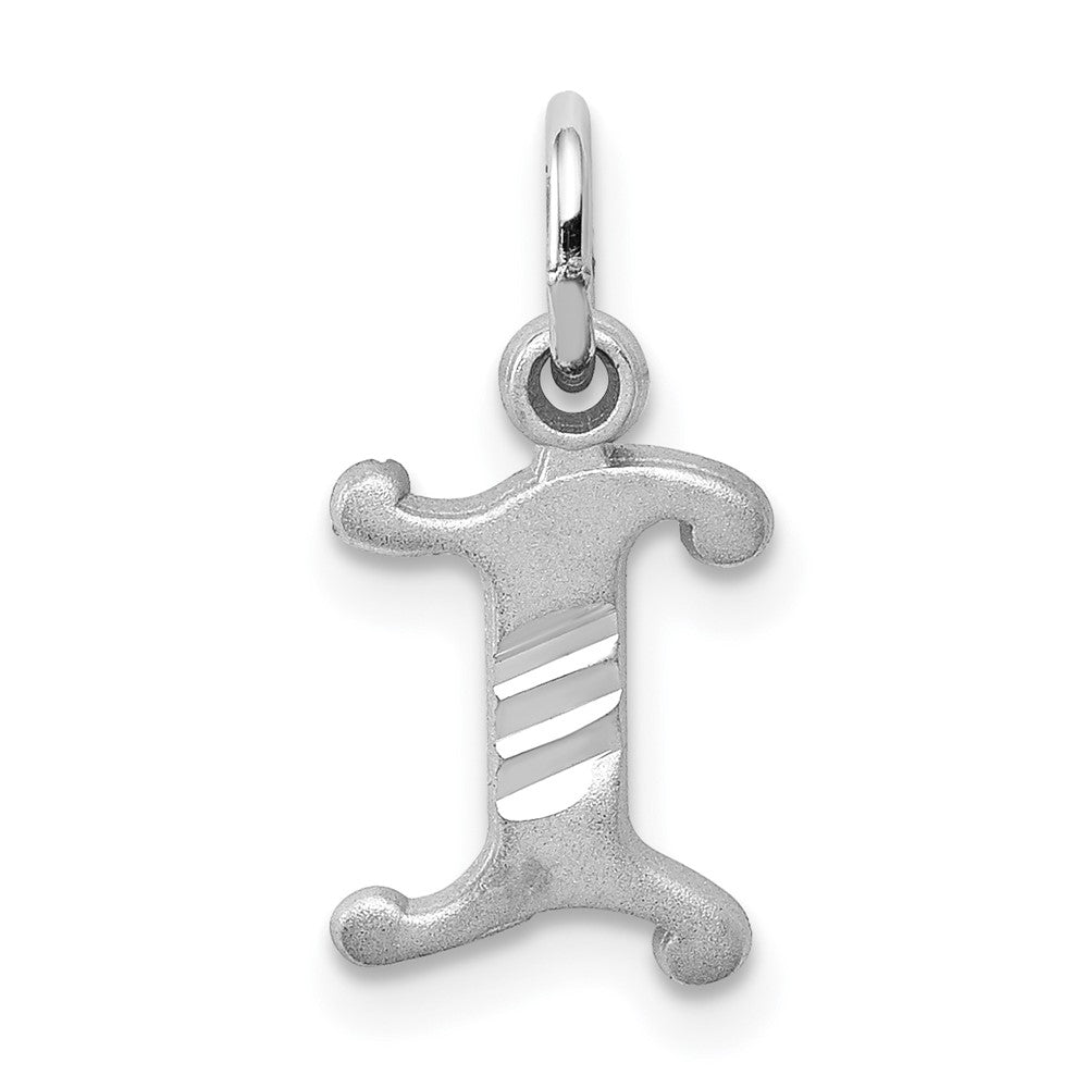 10k White Gold Diamond-cut Initial I Charm
