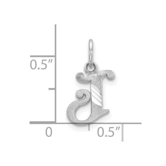 10k White Gold Diamond-cut Initial J Charm