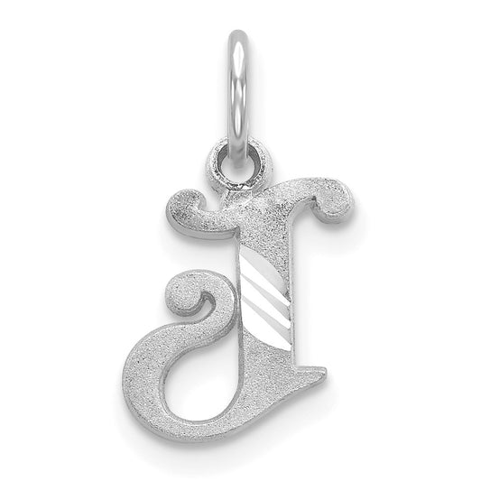 10k White Gold Diamond-cut Initial J Charm