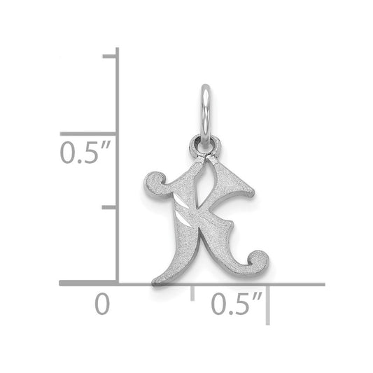 10k White Gold Diamond-cut Initial K Charm