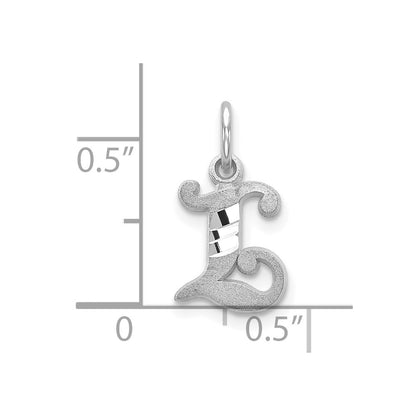 10k White Gold Diamond-cut Initial L Charm