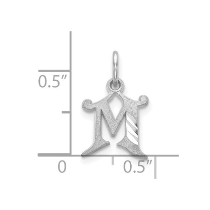 10k White Gold Diamond-cut Initial M Charm