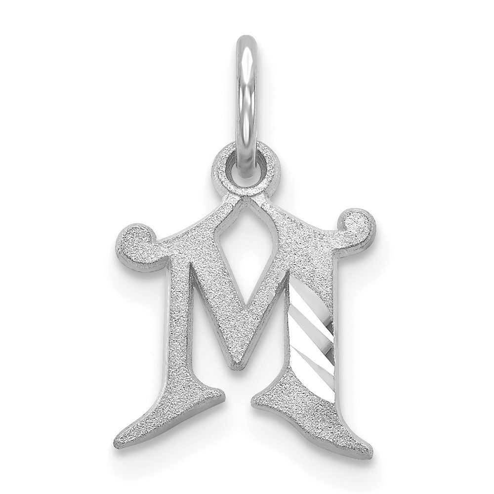 10k White Gold Diamond-cut Initial M Charm