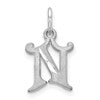 10k White Gold Diamond-cut Initial N Charm