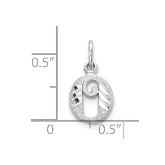 10k White Gold Diamond-cut Initial O Charm