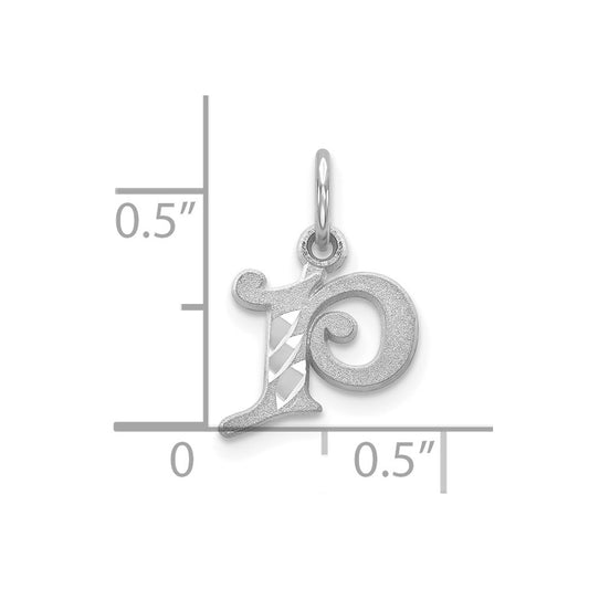 10k White Gold Diamond-cut Initial P Charm