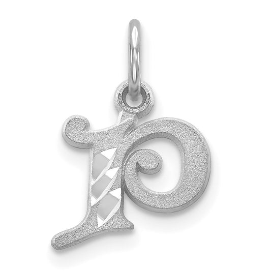 10k White Gold Diamond-cut Initial P Charm