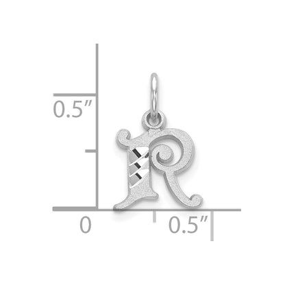 10k White Gold Diamond-cut Initial R Charm