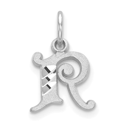 10k White Gold Diamond-cut Initial R Charm