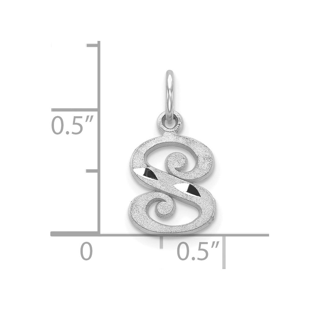 10k White Gold Diamond-cut Initial S Charm